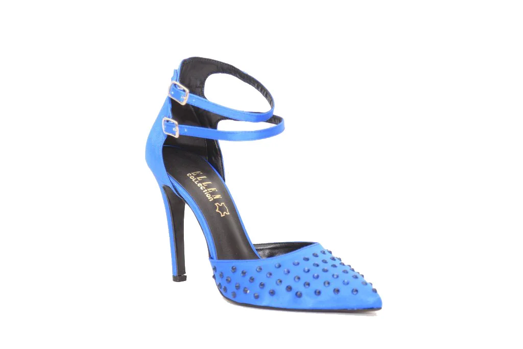 Φωτογραφία προϊόντος: Ellen Shoes Γυναικείες γόβες Ellen 83934/1 σε Μπλε Ρουά χρώμα Σατέν με ψηλό τακούνι