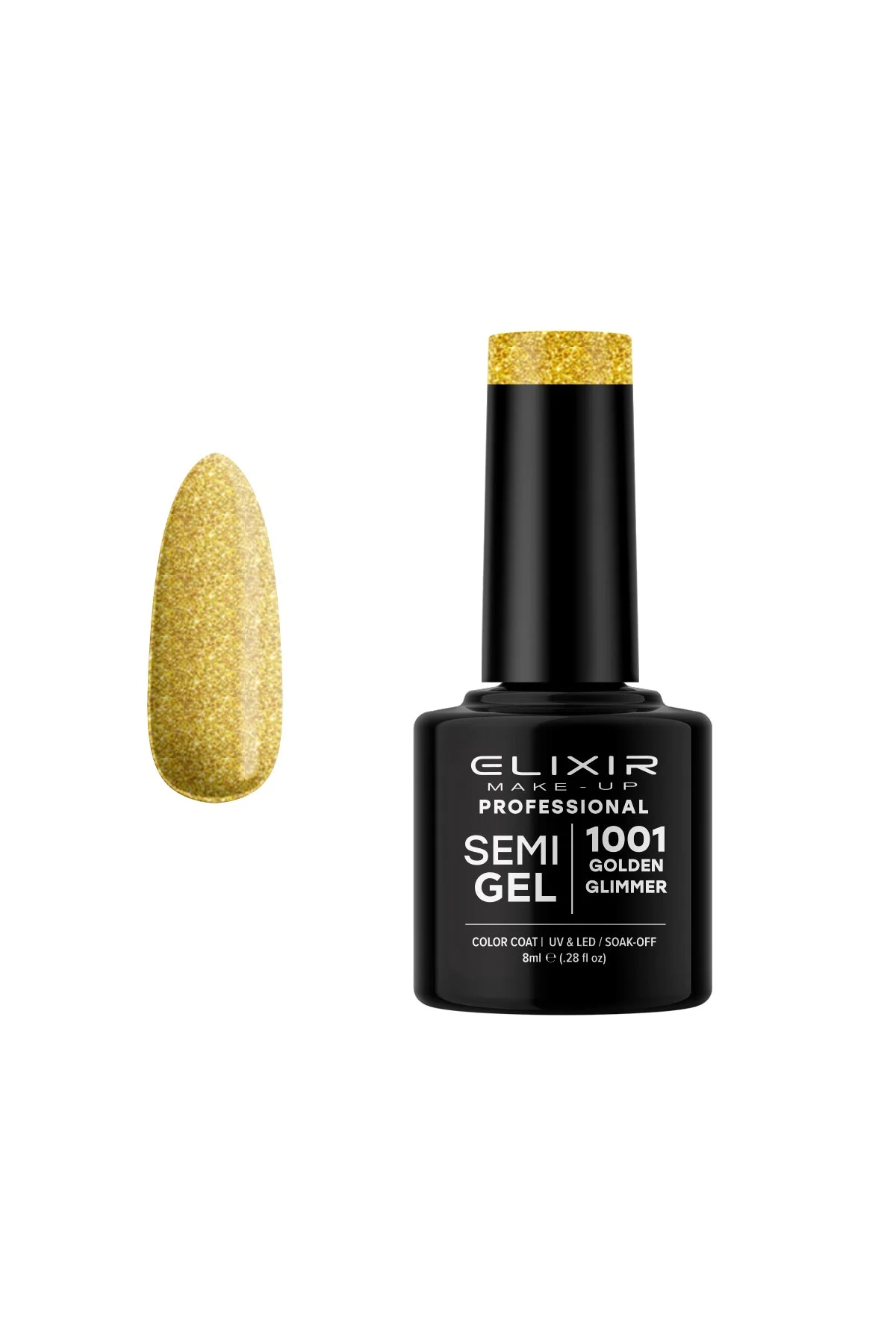 Φωτογραφία προϊόντος: Ημιμόνιμο Bερνίκι Elixir Semi Gel 1001 Golden Glimmer 8ml