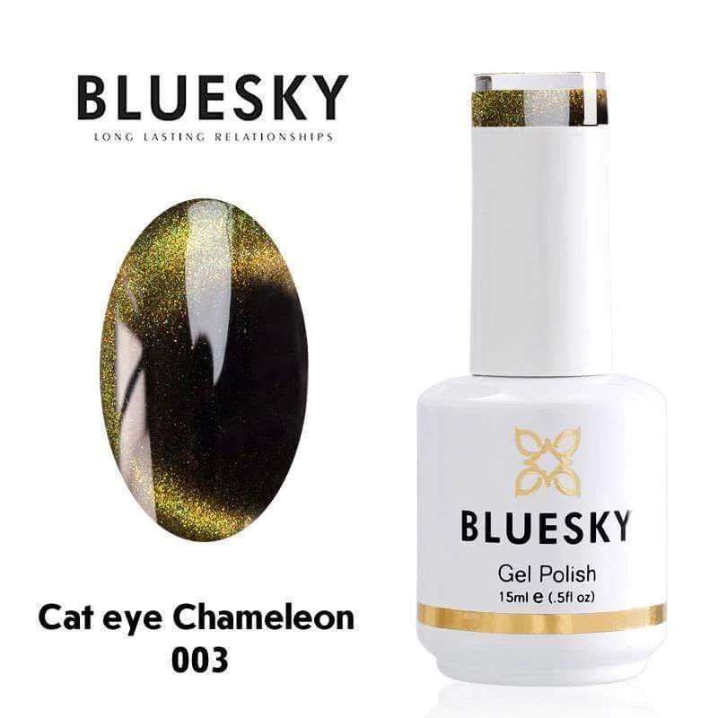 Φωτογραφία προϊόντος: Ημιμόνιμο Βερνίκι Bluesky Gel Polish Cat Eye Chameleon 03 Golden 15ml