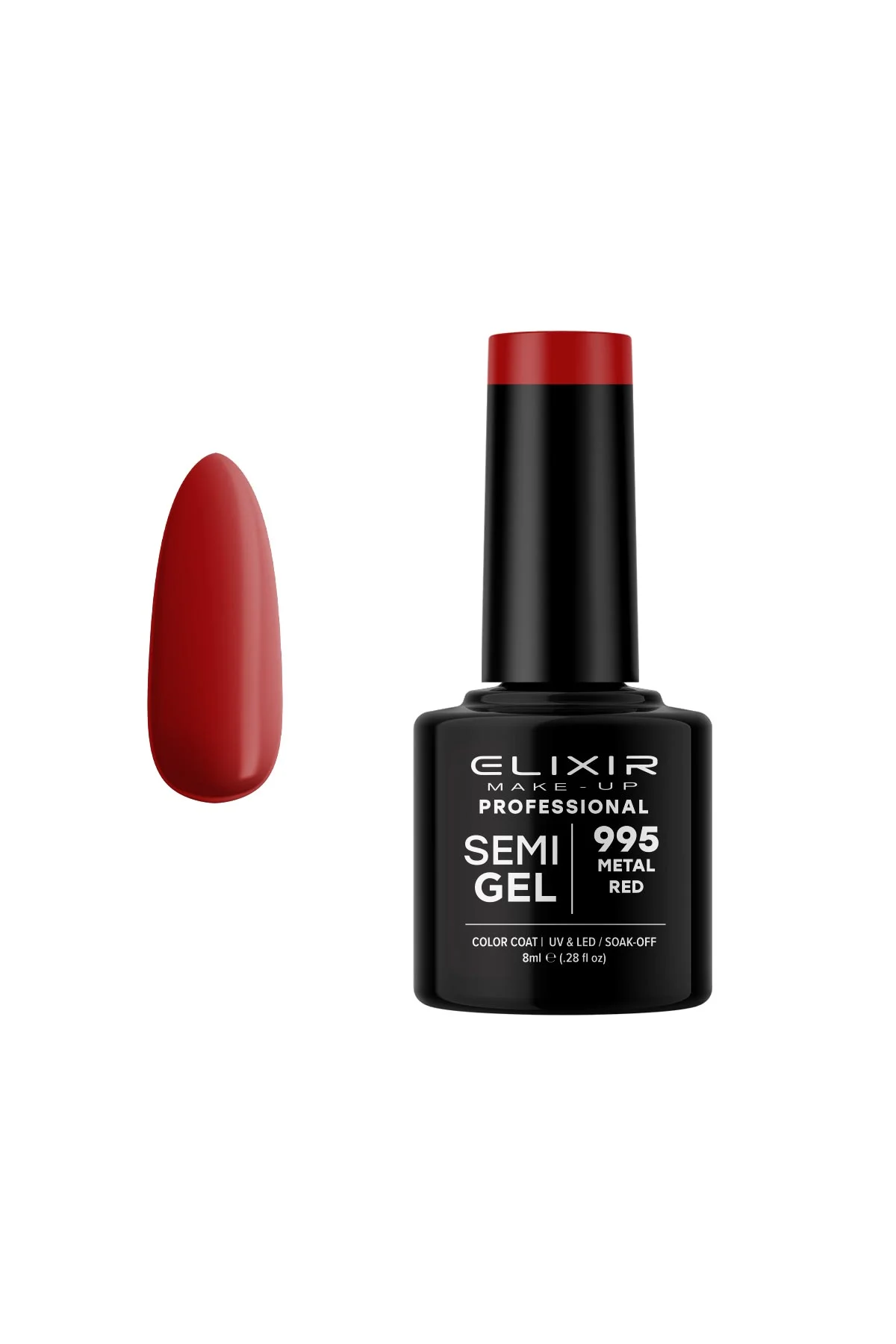 Φωτογραφία προϊόντος: Ημιμόνιμο Bερνίκι Elixir Semi gel 995 Metal Red 8ml