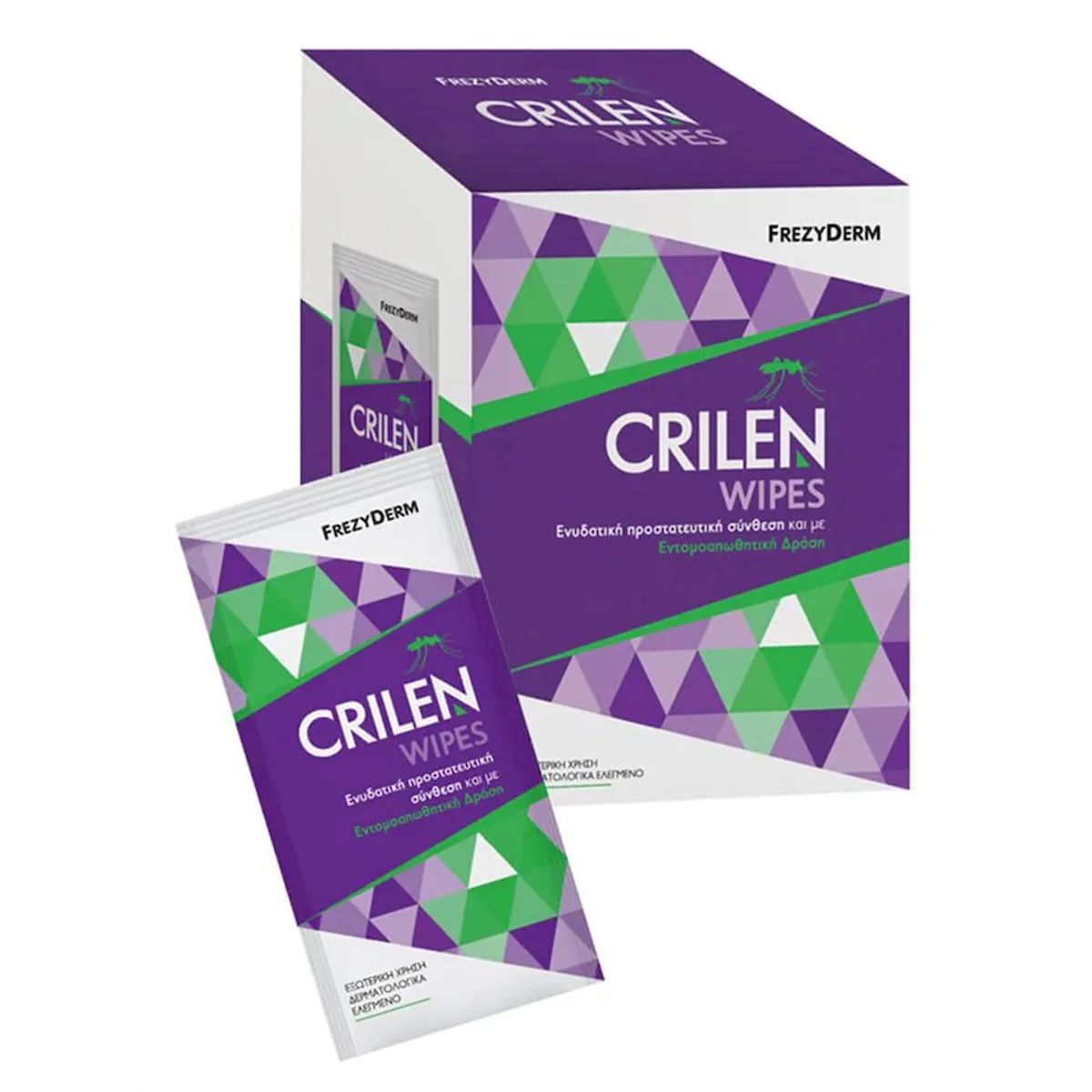 Φωτογραφία προϊόντος: Frezyderm,Frezyderm Crilen Frezyderm Crilen Wipes Ενυδατικά Εντομοαπωθητικά Μαντηλάκια σε Ατομικά Φακελάκια, 20τεμ