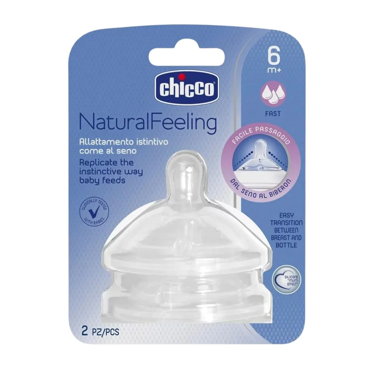 Φωτογραφία προϊόντος: Chicco,Chicco Θηλές Σιλικόνης Chicco Natural Feeling Θηλές Σιλικόνης Γρήγορης Ροής 6m+ 2τμχ