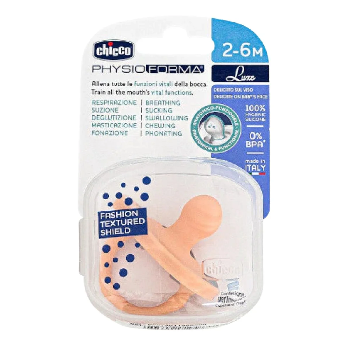 Φωτογραφία προϊόντος: Chicco,Chicco Πιπίλες Σιλικόνης Chicco Physio Luxe Πιπίλα Σιλικόνης Πορτοκαλί 2-6m 1τμχ