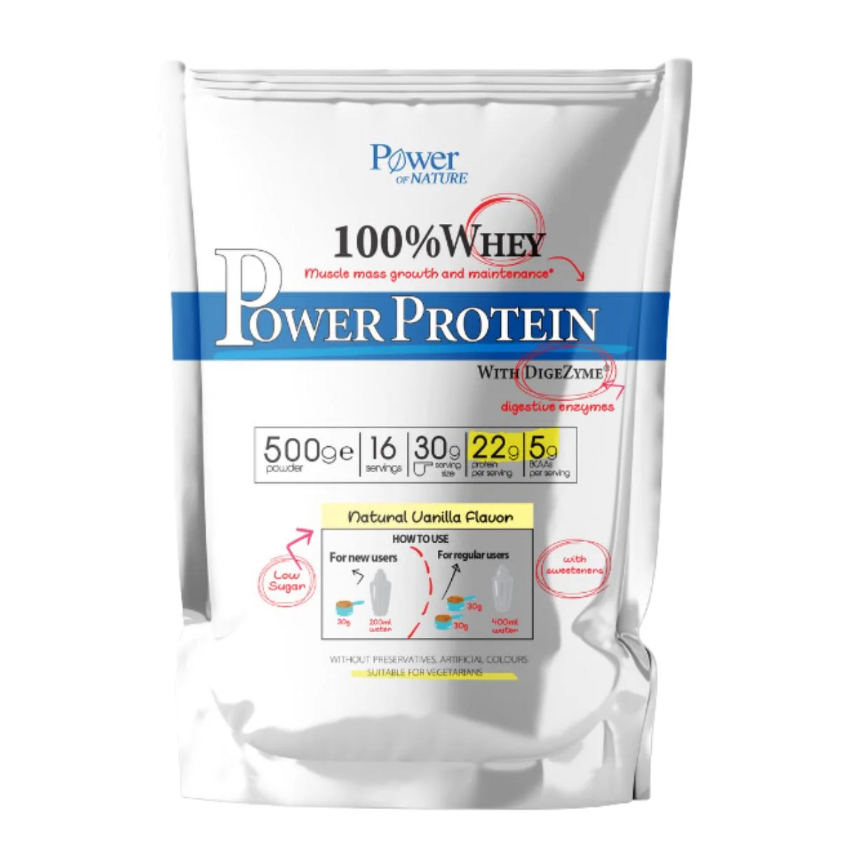 Φωτογραφία προϊόντος: Power Health,Power Health Athletes/Exercise,Power Health Superfoods Power of Nature 100% Whey Power Protein Vanilla 500g