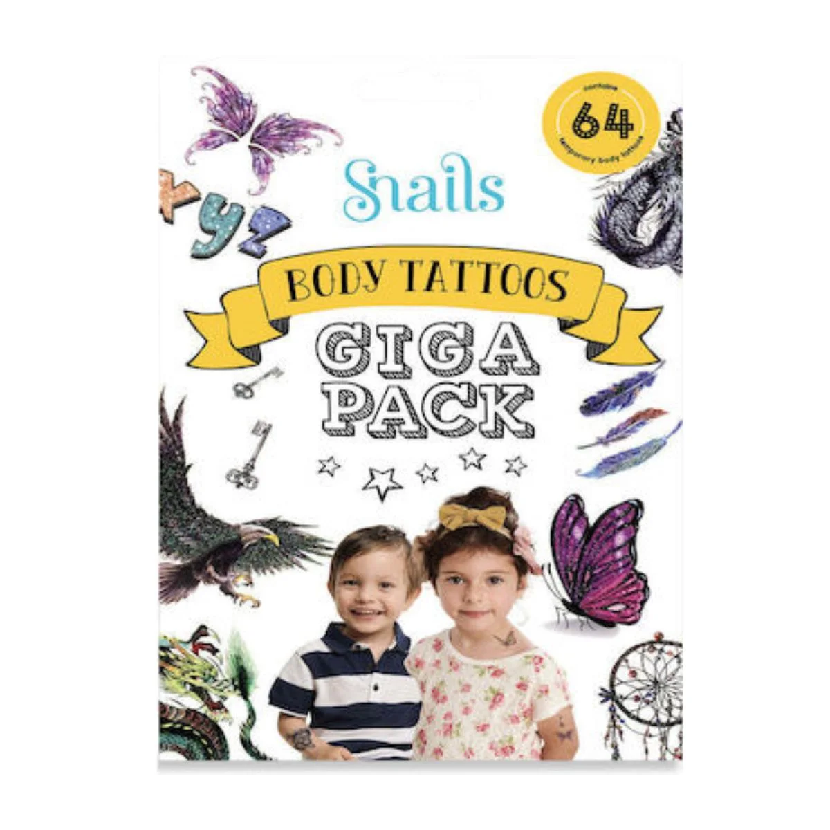 Φωτογραφία προϊόντος: Snails,Snails Tattoos Snails Body Tattoos Giga Pack Παιδικά Τατουάζ 64τμχ