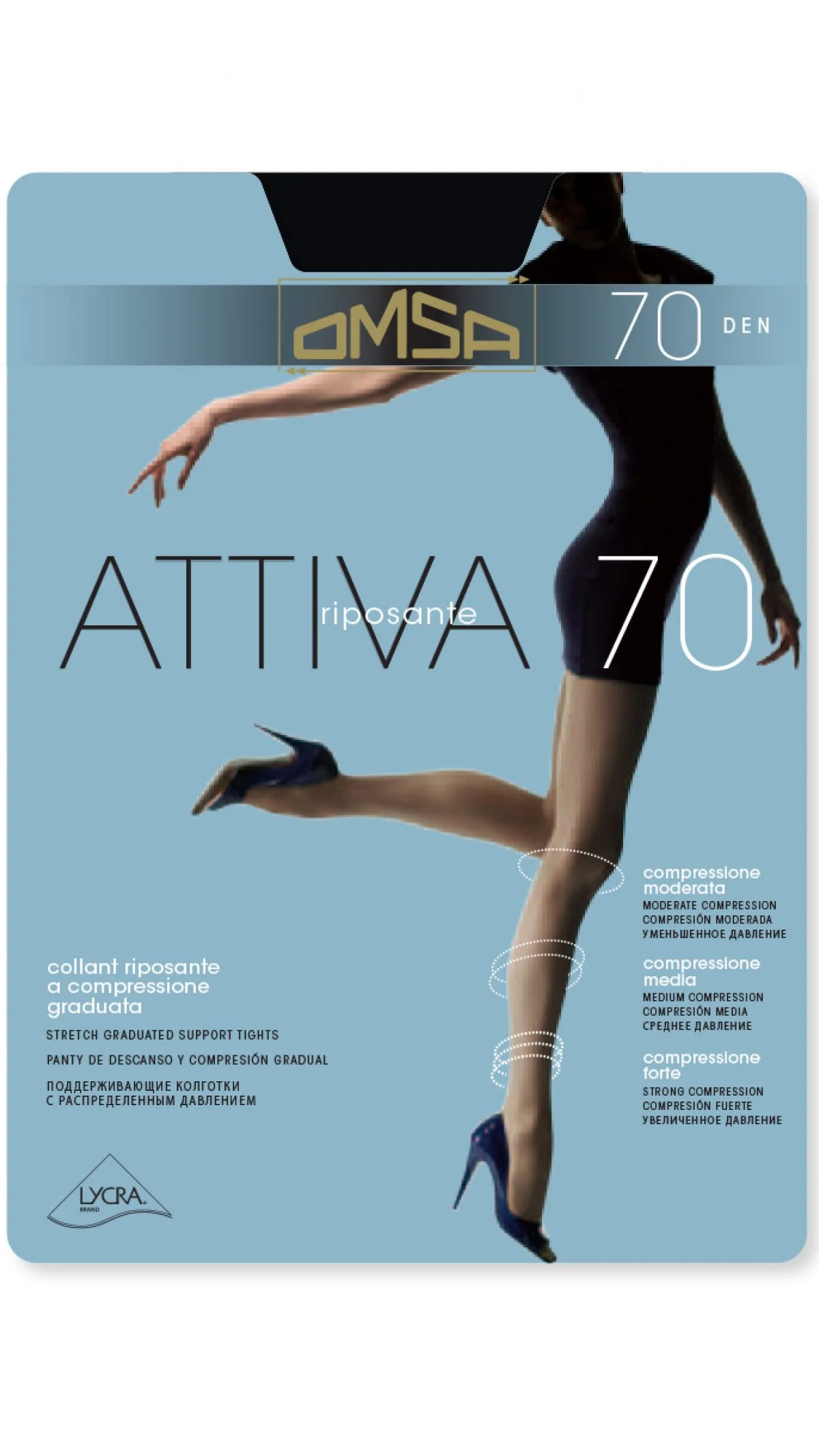 Φωτογραφία προϊόντος: OMSA ATTIVA 70 DEN ΚΑΛΣΟΝ LYCRA, ΜΑΥΡΟ