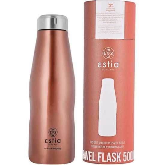 Φωτογραφία προϊόντος: Estia Home Art Estia Travel Flask Save the Aegean Μπουκάλι Θερμός Ανοξείδωτο BPA Free 500ml Rose Gold 01-7836