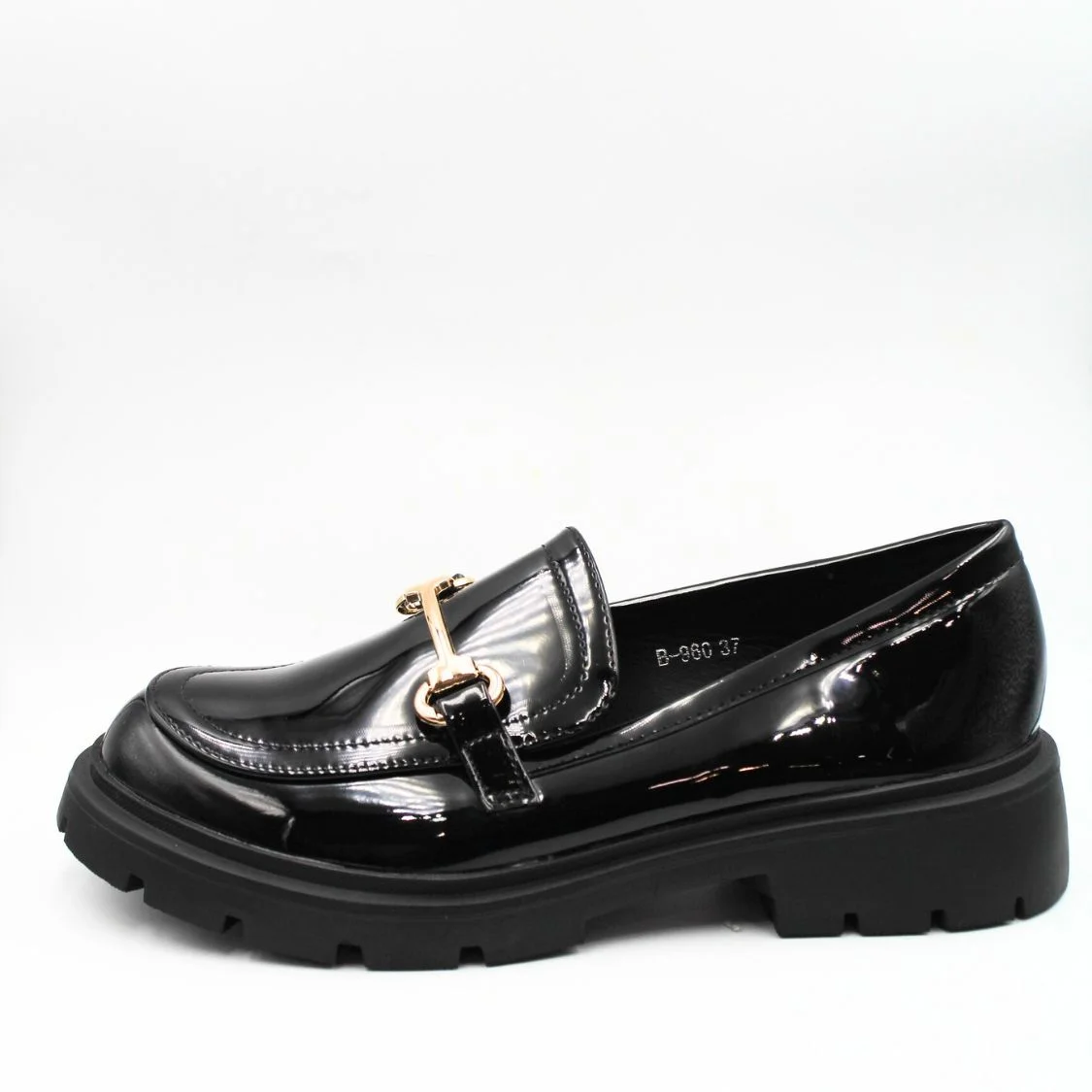 Φωτογραφία προϊόντος: PLATO Loafers με μεταλική χρυσή αγκράφα λουστρίν
