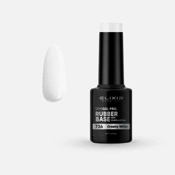 Φωτογραφία προϊόντος: Elixir Ημιμόνιμο βερνίκι 5ml 736 (Rubber Base Creamy White)
