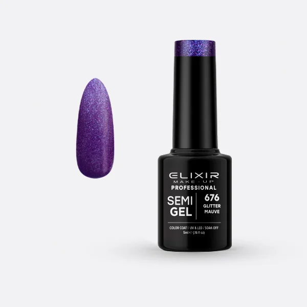 Φωτογραφία προϊόντος: Elixir Ημιμόνιμο βερνίκι 5ml 676 (Glitter Mauve)