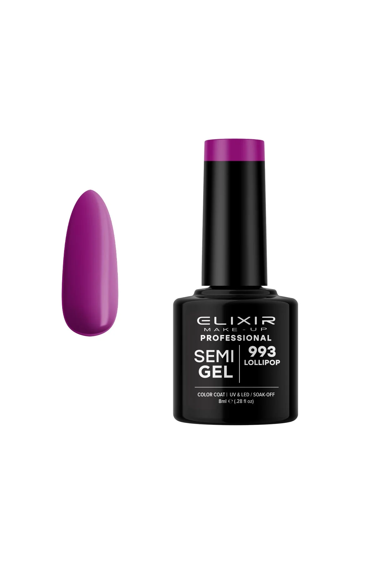 Φωτογραφία προϊόντος: Ημιμόνιμο Βερνίκι Elixir Semi Gel 993 Lollipop 8ml