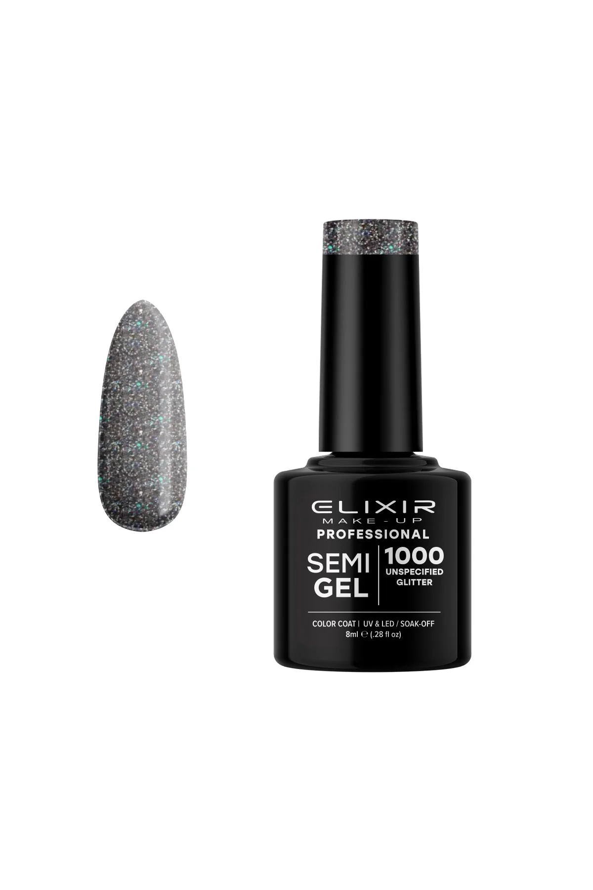 Φωτογραφία προϊόντος: Ημιμόνιμο Bερνίκι Elixir Semi Gel 1000 Unspecified Glitter 8ml