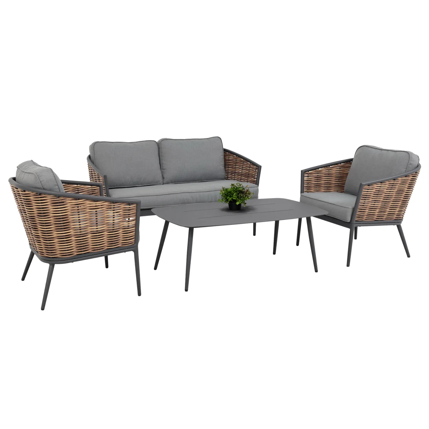 Φωτογραφία προϊόντος: b2b markt ΣΕΤ ΣΑΛΟΝΙ 4ΤΜΧ CASSIAN HM6552.01 ΑΛΟΥΜΙΝΙΟ & ΜΑΞΙΛΑΡΙΑ ΓΚΡΙ-ΜΠΕΖ P.E.RATTAN