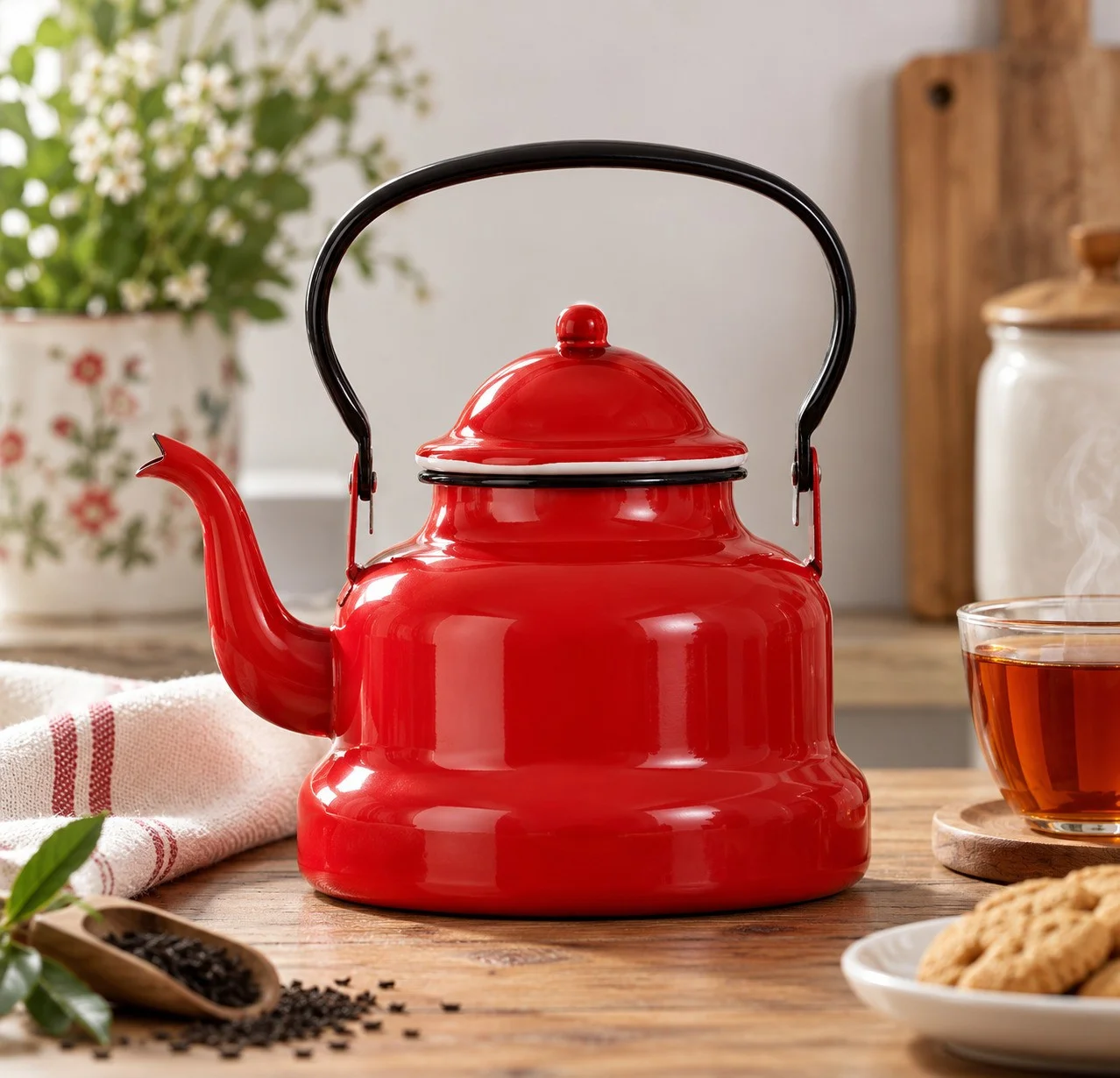 Φωτογραφία προϊόντος: VENUS Τσαγιερό Εμαγιέ Κόκκινο 20cm 2,5lt