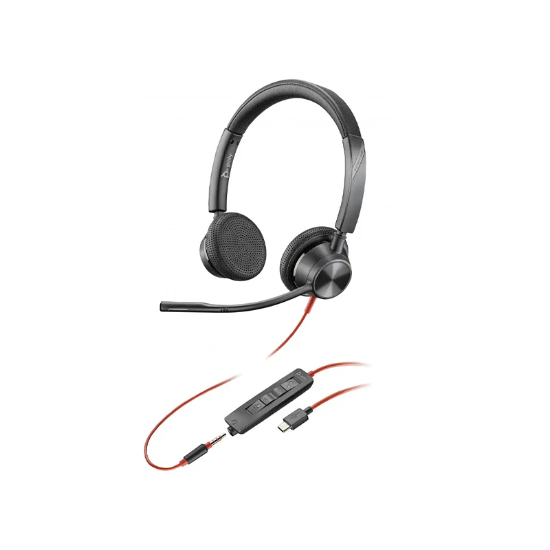 Φωτογραφία προϊόντος: Poly BlackWIRE 3325 ST MS On Ear Multimedia Headset w/ Mic, 3.5mm Jack / USB-C (76J22AA)