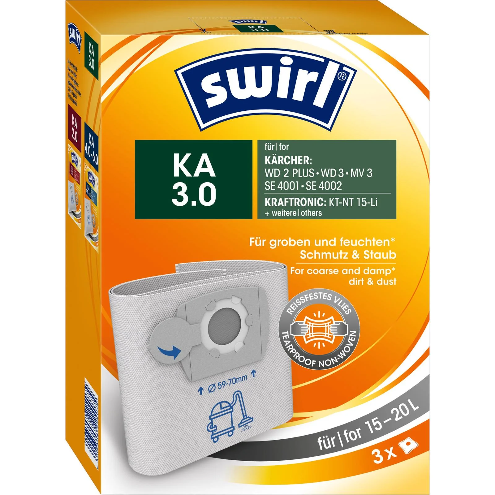 Φωτογραφία προϊόντος: Σακούλες σκούπας swirl KA 3.0 συμβατές με karcher WD2 plus, WD3, MV3