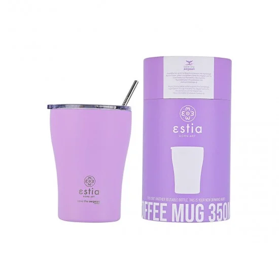 Φωτογραφία προϊόντος: Estia Home Art Estia Ανοξείδωτος Θερμός Coffee Mug Save The Aegean 350ml Lavender Purple Μωβ 01-12090