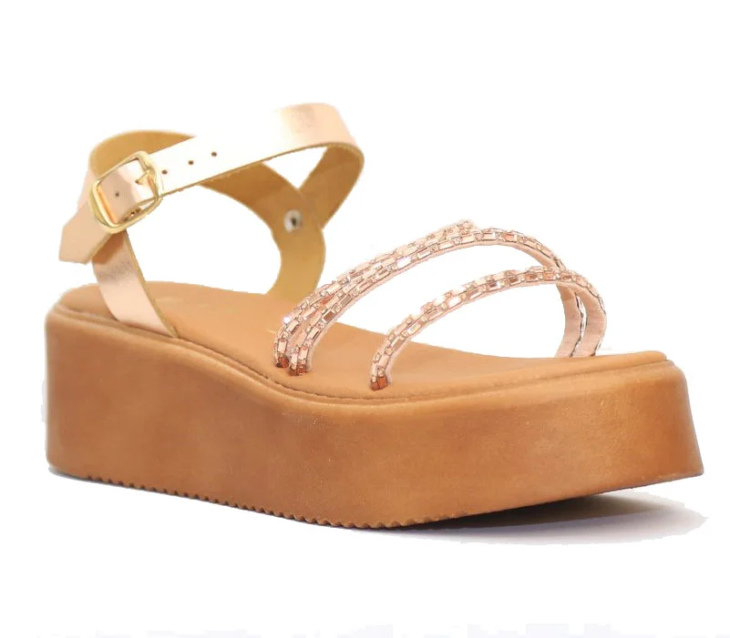 Φωτογραφία προϊόντος: Anteos Shoes Γυναικεία Πλατφόρμα Anteos Basic 3803 Δέρμα Χαλκός με Strass