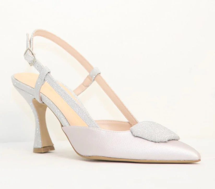 Φωτογραφία προϊόντος: Ellen Shoes 84211 Γυναικεία Γόβα από Micro Eco σε Ασημί - Πέρλα Magna χρώμα