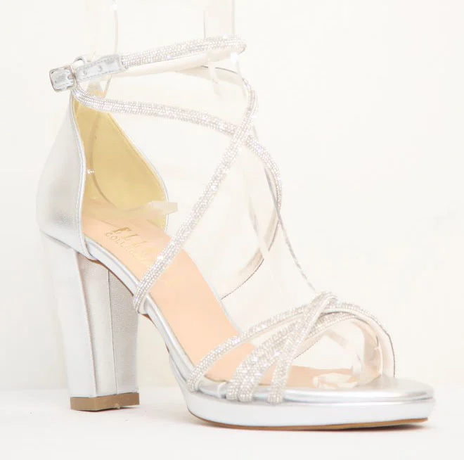 Φωτογραφία προϊόντος: Ellen Shoes 78184 Γυναικεία Πέδιλα με Strass από Eco σε Ασημί χρώμα