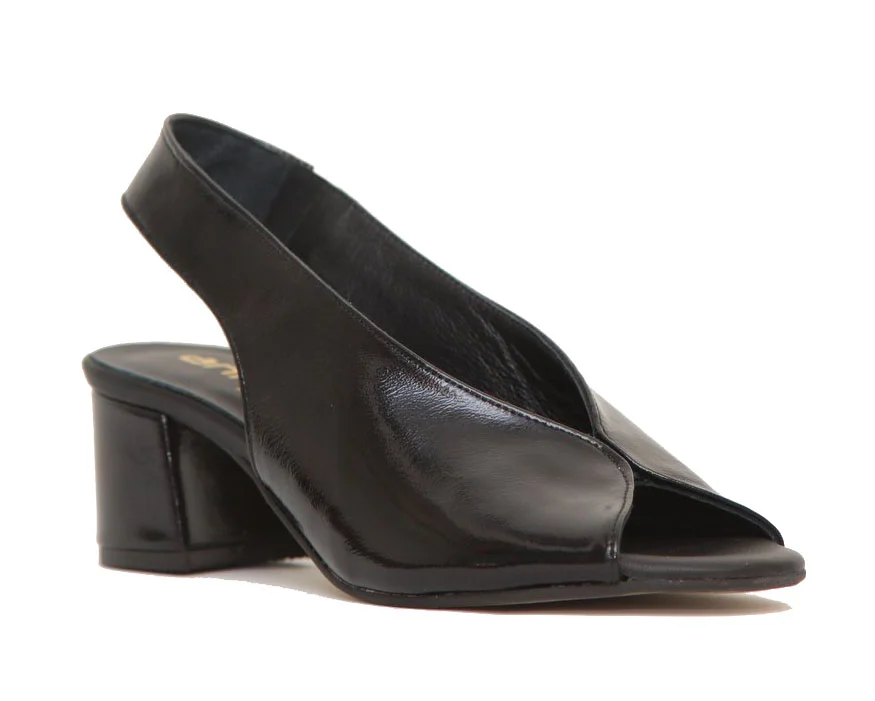 Φωτογραφία προϊόντος: Anteos Shoes Anteos 21269 Γυναικεία Peep Toe Πέδιλα από δέρμα Λουστρίνι σε Μαύρο χρώμα