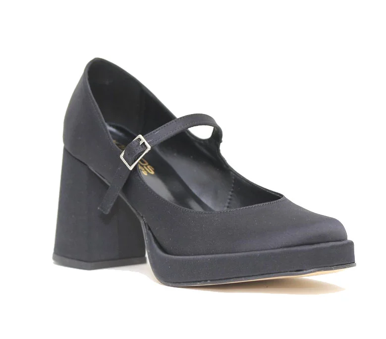 Φωτογραφία προϊόντος: Anteos Shoes Anteos Γυναικεία Γόβα με Μπαρέτα 77183 σε Μαύρο Σατέν χρώμα