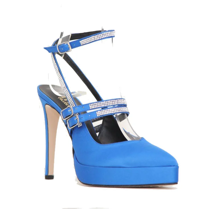Φωτογραφία προϊόντος: Ellen Shoes 88172 Γυναικείες Γόβες από Σατέν σε Μπλε Ρουά χρώμα