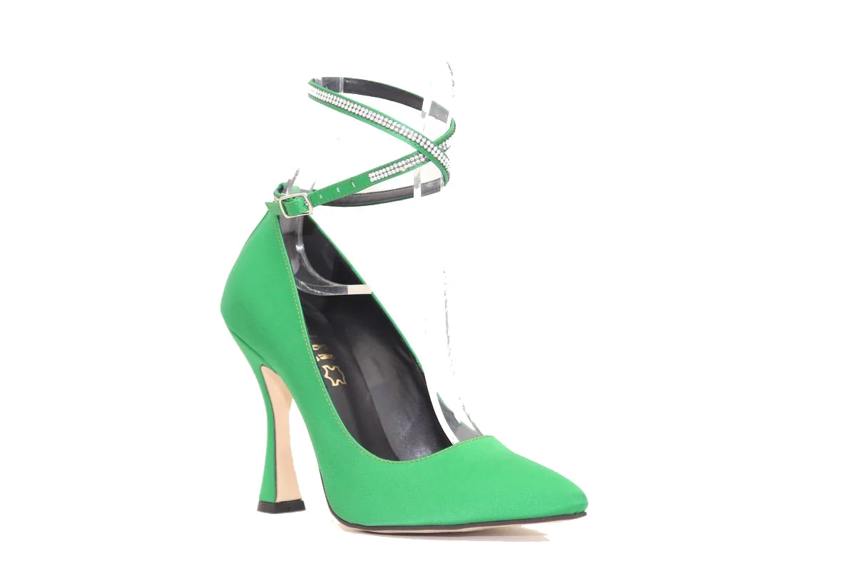 Φωτογραφία προϊόντος: Ellen Shoes Γυναικείες γόβες Ellen 83171 σε Πράσινο χρώμα Σατέν με ψηλό τακούνι
