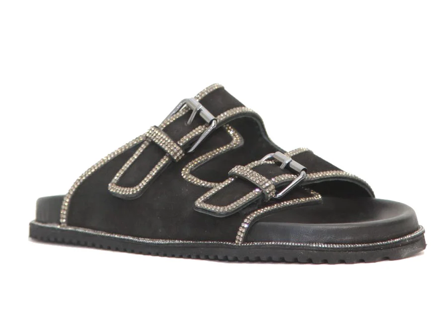 Φωτογραφία προϊόντος: Anteos Shoes Anteos Mode 2024-77 Γυναικεία Ανατομικά Πέδιλα από δέρμα Nubuck σε Μαύρο χρώμα