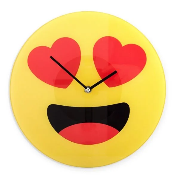 Φωτογραφία προϊόντος: InnovaGoods Ρολόι Τοίχου Emoticon Καρδιές Γυάλινο 30x30cm