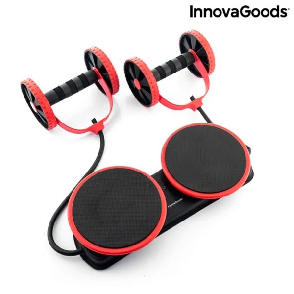 Φωτογραφία προϊόντος: InnovaGoods Κοιλιακός κύλινδρος με περιστρεφόμενους δίσκους, ελαστικές ταινίες και οδηγός άσκησης Twabanarm