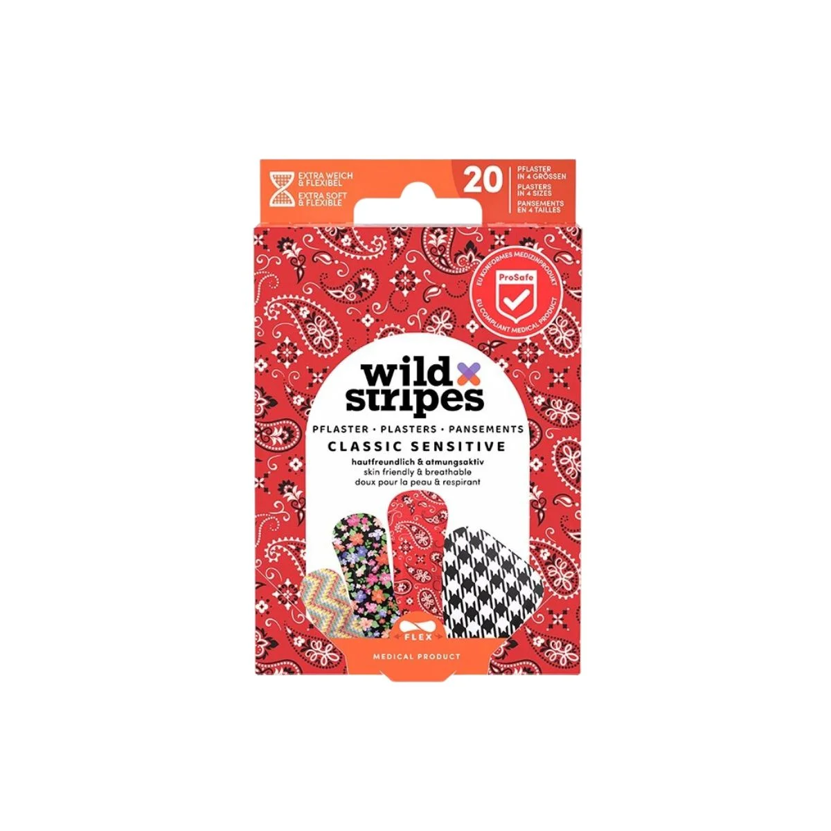 Φωτογραφία προϊόντος: Invisibobble Wild Stripes Classic Sensitive Fashion Αυτοκόλλητα Επιθέματα Πολύχρωμα σε 4 Μεγέθη 20τμχ