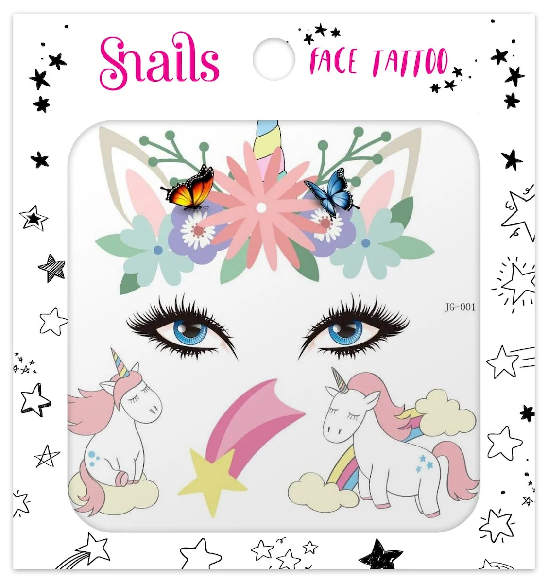 Φωτογραφία προϊόντος: Snails,Snails Tattoos Snails Face Tattoo Unicorn Star, 1Σετ Αυτοκόλλητων