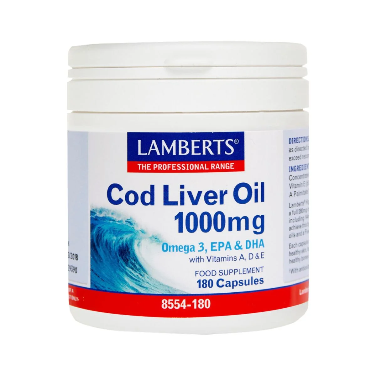 Φωτογραφία προϊόντος: Lamberts,Lamberts Λιπαρά Οξέα Lamberts Cod Liver Oil Μουρουνέλαιο 1000mg 180 κάψουλες