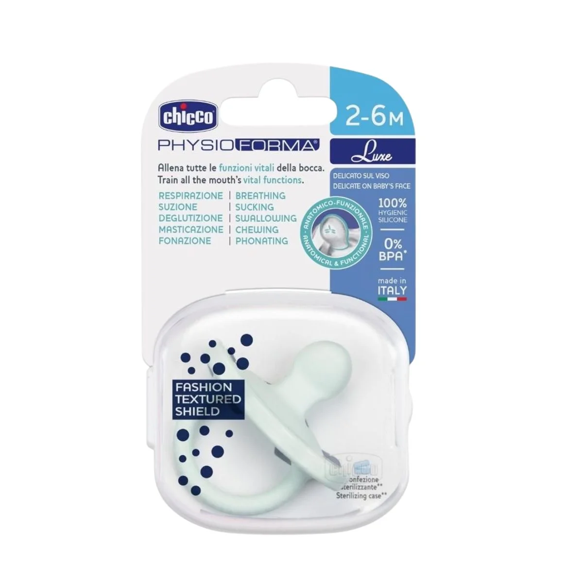 Φωτογραφία προϊόντος: Chicco,Chicco Πιπίλες Σιλικόνης Chicco Physio Luxe Πιπίλα Σιλικόνης Βεραμάν 2-6m 1τμχ