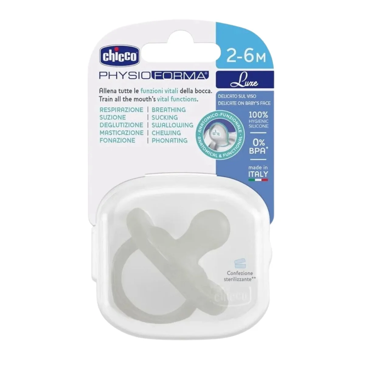 Φωτογραφία προϊόντος: Chicco,Chicco Πιπίλες Σιλικόνης Chicco Physio Luxe Πιπίλα Σιλικόνης Γκρί 2-6m 1τμχ