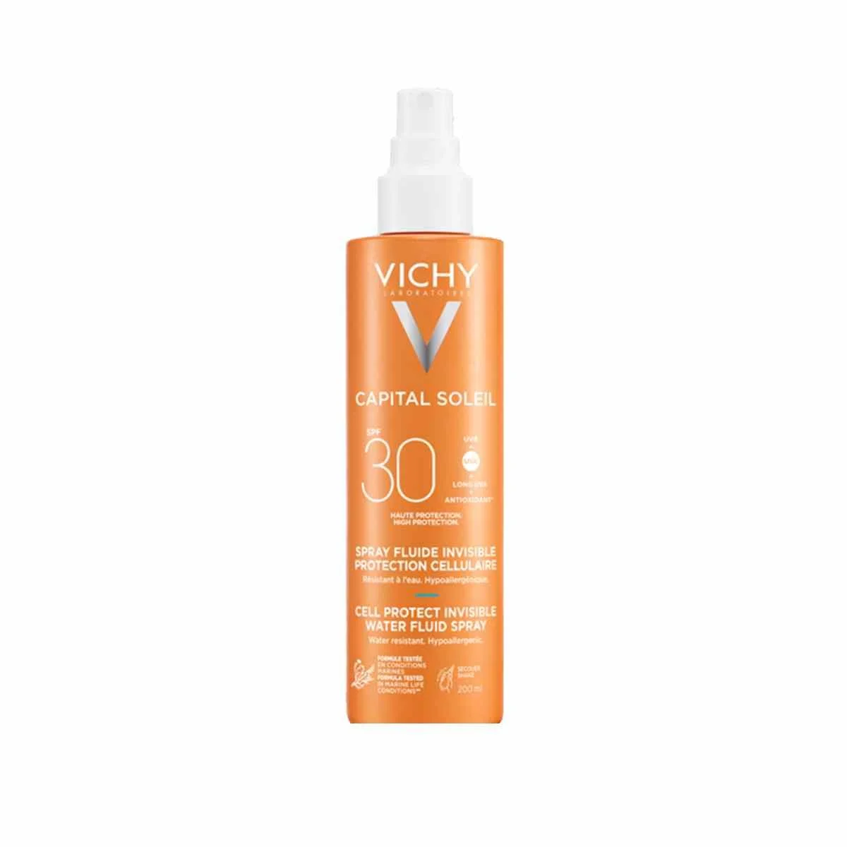 Φωτογραφία προϊόντος: Vichy,Vichy Capital Soleil Vichy Capital Soleil Cell Protect Water Fluid Αντηλιακό Spray Σώματος SPF30 200ml