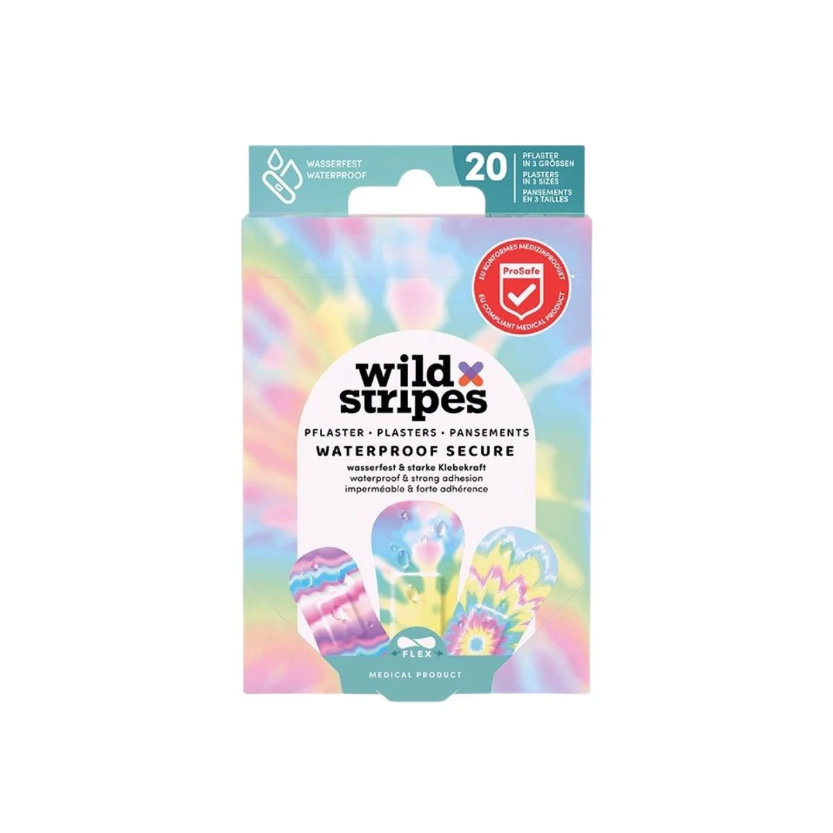 Φωτογραφία προϊόντος: Invisibobble Wild Stripes Waterproof Rainbow Αυτοκόλλητα Αδιάβροχα Επιθέματα Πολύχρωμα σε 3 Μεγέθη 20τμχ