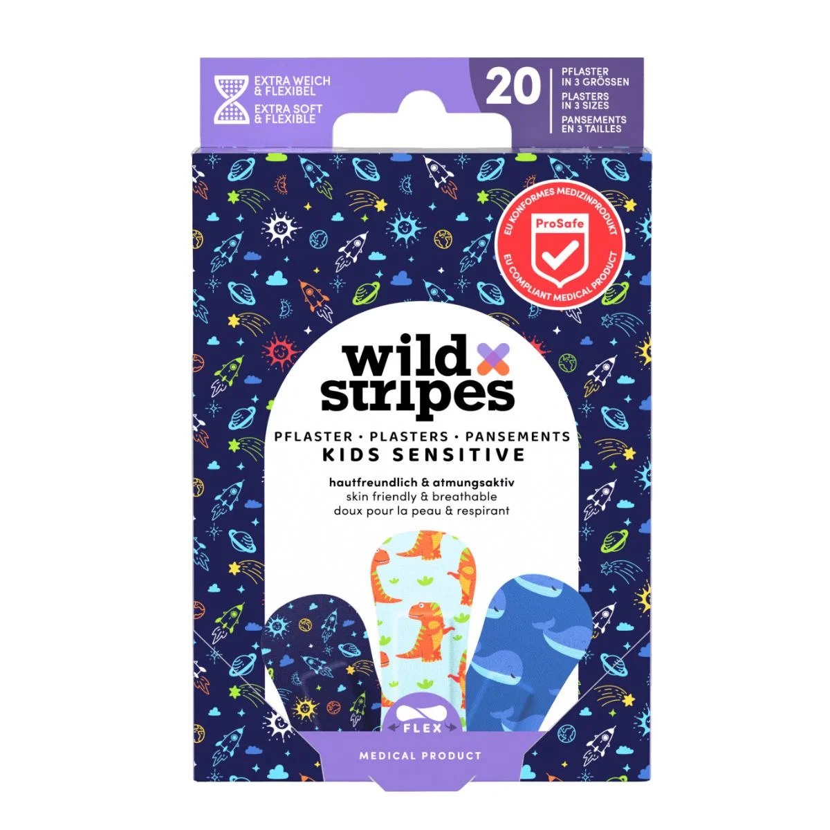 Φωτογραφία προϊόντος: Invisibobble Wild Stripes Kids Space Παιδικά Αυτοκόλλητα Επιθέματα Πολύχρωμα σε 3 Μεγέθη 20τμχ