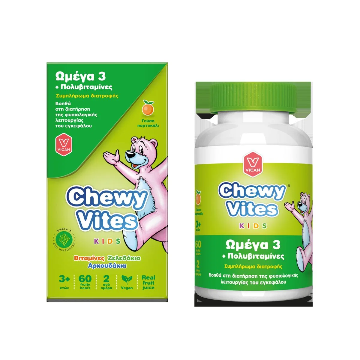 Φωτογραφία προϊόντος: Vican,Vican Chewy Vites Chewy Vites Kids Omega 3 & Multivitamins Συμπλήρωμα Διατροφής Για Παιδιά 60Μασώμενα Ζελεδάκια