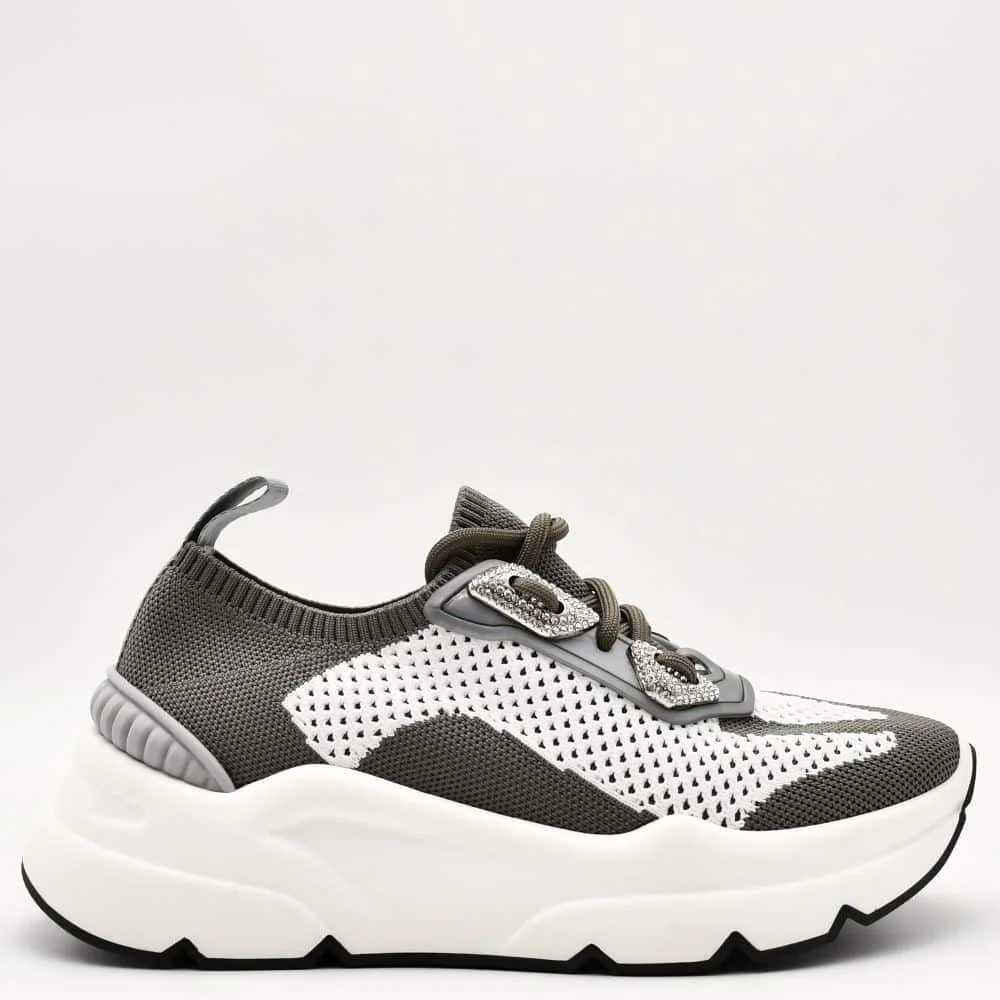 Φωτογραφία προϊόντος: Sneakers Γυναικεία Emanuelle Vee 703-11 υπερυψωμένα πλεκτά με λεπτομέρειες από Swarovski