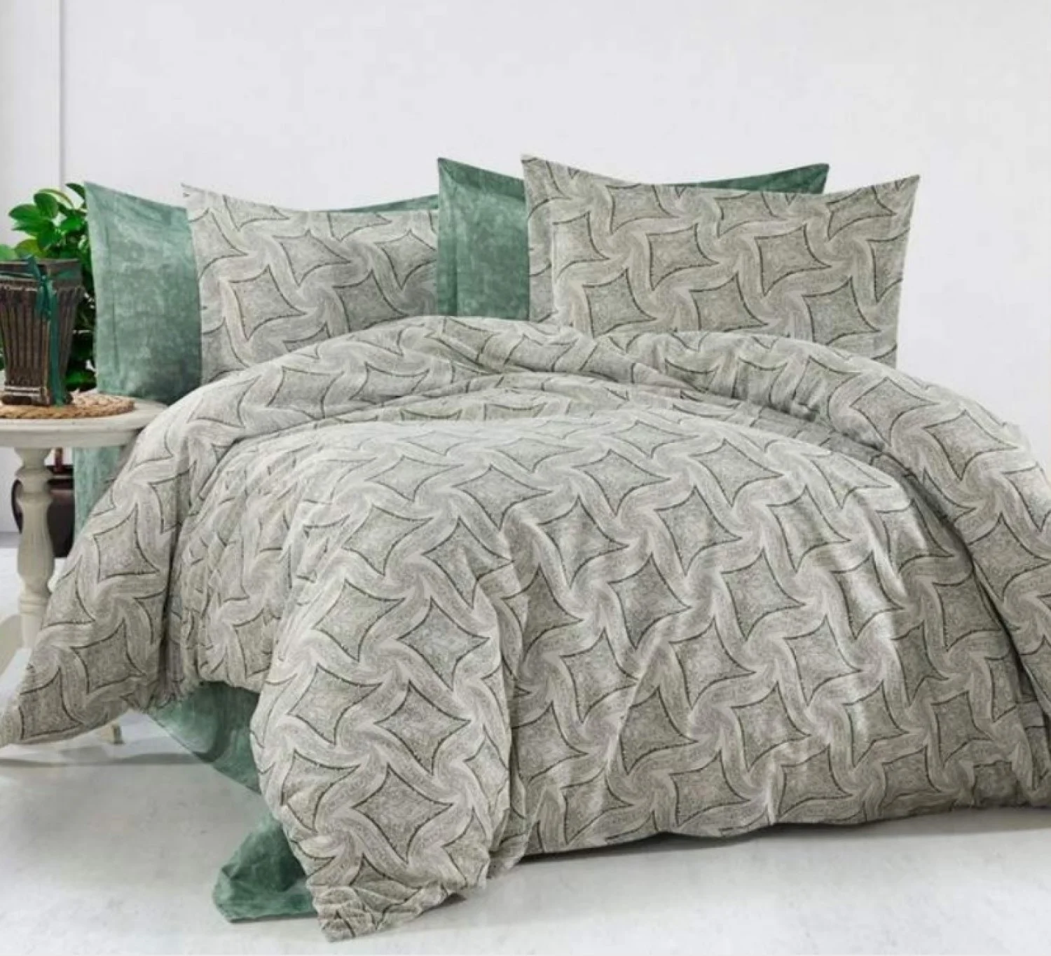 Φωτογραφία προϊόντος: MayHome Σετ Μαξιλαροθήκες Polycotton με Φάσα (Π: 50cm x Μ: 70cm) - 2520226536 Γεωμετρικό