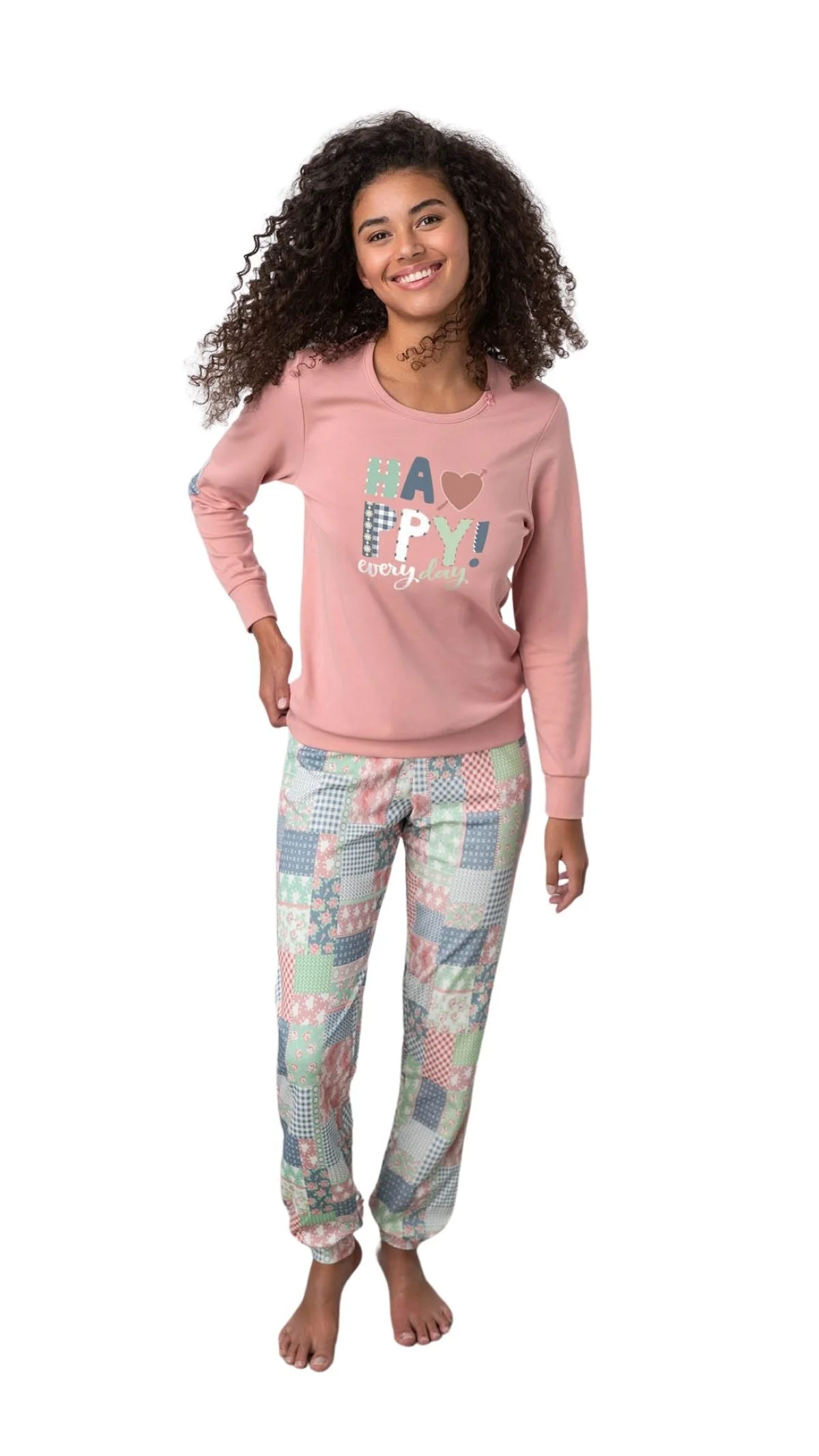 Φωτογραφία προϊόντος: Γυναικεία Πυτζάμα με Μακρύ Μανίκι VAMP 100% ΒΑΜΒΑΚΙ 17524, PINK TAN