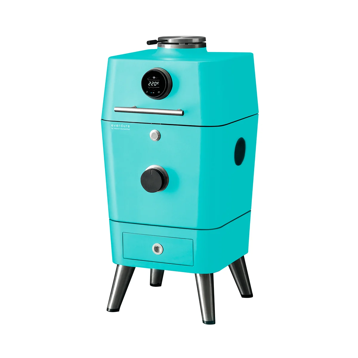 Φωτογραφία προϊόντος: EVERDURE 4K EV30152 by Heston Blumenthal. Barbeque ξύλου και smoker με ηλεκτρονική έναυση (Mint). Κυκλική επιφάνεια ψησίματος με διάμετρο 42,5cm