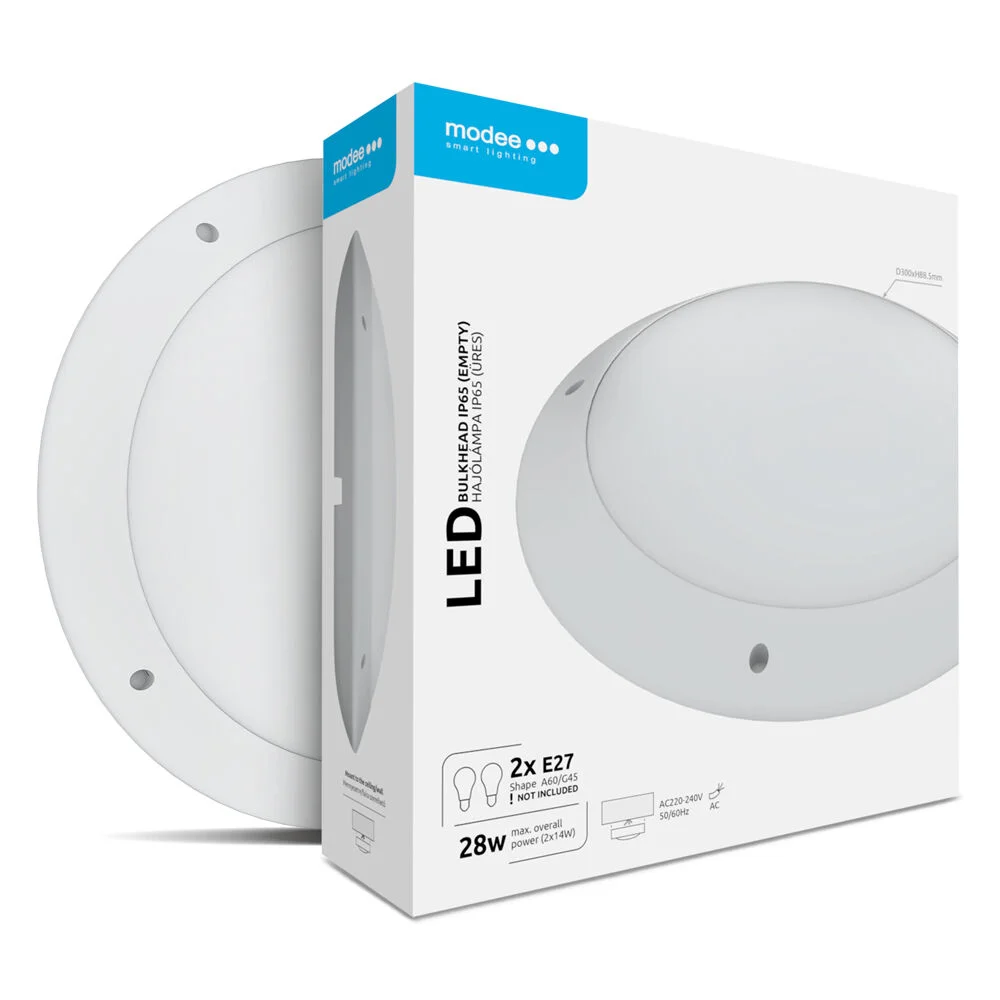 Φωτογραφία προϊόντος: Modee Lighting Modee LED Στρογγυλή Απλίκα 2xE27 20W IP65 Λευκό