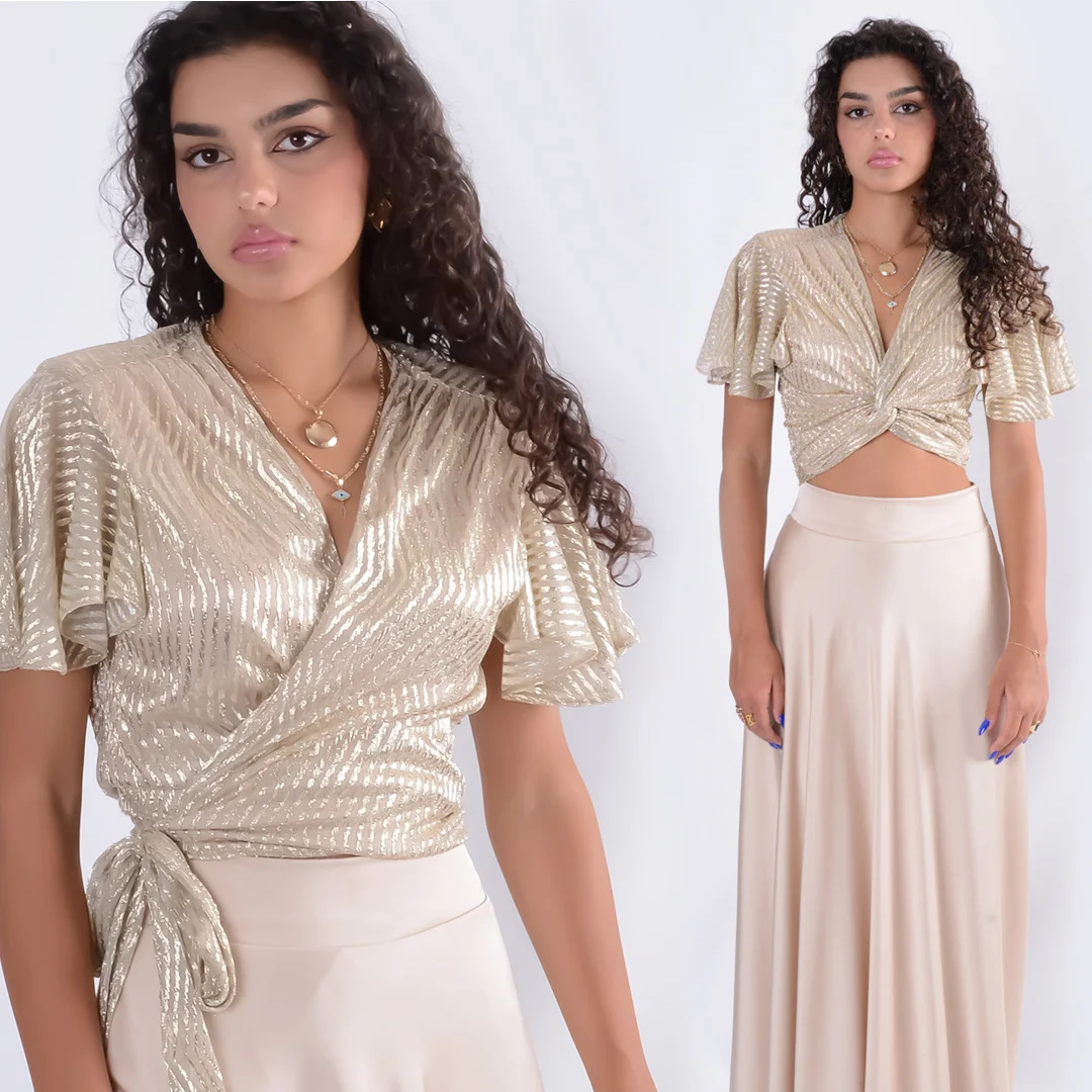 Φωτογραφία προϊόντος: Anna Samouka Gold Cruise Top 10972B Beige - Goldc