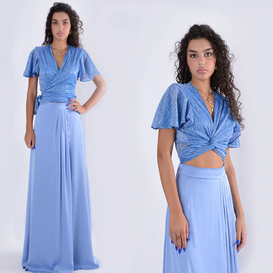 Φωτογραφία προϊόντος: Anna Samouka Shiny Crop-to 10972B Blue