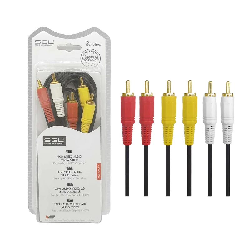 Φωτογραφία προϊόντος: Tradesor Kαλώδιο RCA - 306A - 3xRCA male/3xRCA male - 3m - 096100