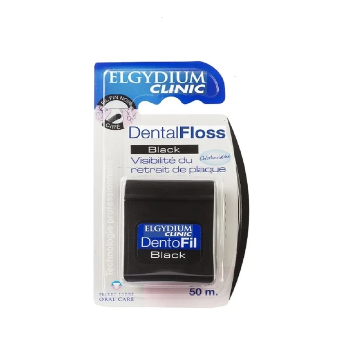 Φωτογραφία προϊόντος: Elgydium,Elgydium Dental Flosses Elgydium Clinic Dental Floss Black Chlorhexidine Οδοντικό Νήμα 50m