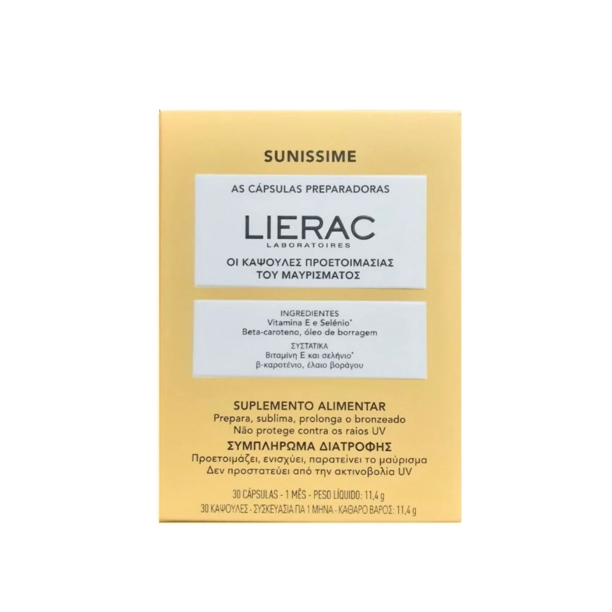Φωτογραφία προϊόντος: Lierac,Lierac Sunissime Lierac Sunissime Συμπλήρωμα Διατροφής Με Κάψουλες Προετοιμασίας Για Μαύρισμα 30caps